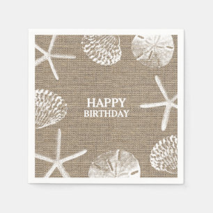 Serviette En Papier Rustique Burlap Beach Thème Coquillages Anniversai