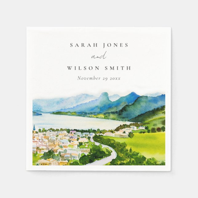 Serviette En Papier Rustique Campagne Lake Village Mariage paysager (Devant)
