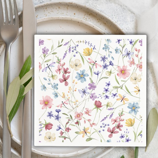 Serviette En Papier Rustique Chic Coloré Fleur sauvage Party (Créateur téléchargé)