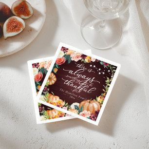 Serviette En Papier Rustique Chute Florale Thanksgiving Dîner Napkin
