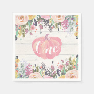 Serviette En Papier Rustique Citrouille premier anniversaire aquarelle