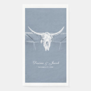 Serviette En Papier Rustique Dusty Bleu Blanc Vache Occidentale Mariag