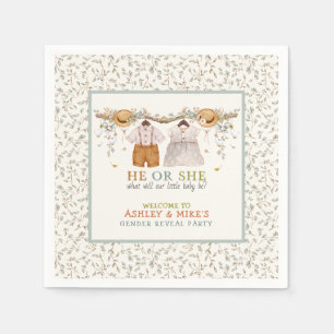 Serviette En Papier Rustique Dusty Blue Floral Cottagecore Révélation 