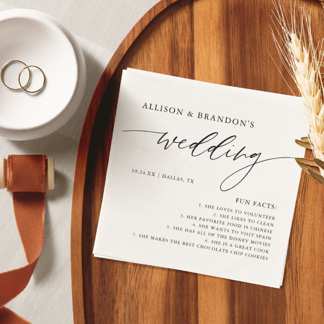 Serviette En Papier Rustique Élégant Mariage Fun Facts serviettes (Créateur téléchargé)