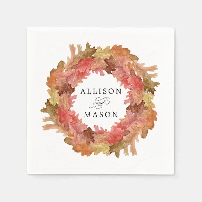 Serviette En Papier Rustique Feuilles Automne Automne Mariage Wreath A (Devant)