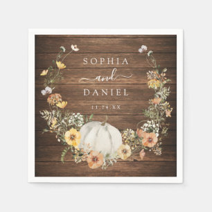 Serviette En Papier Rustique Floral Harvest Citrouille Mariage Cocktai