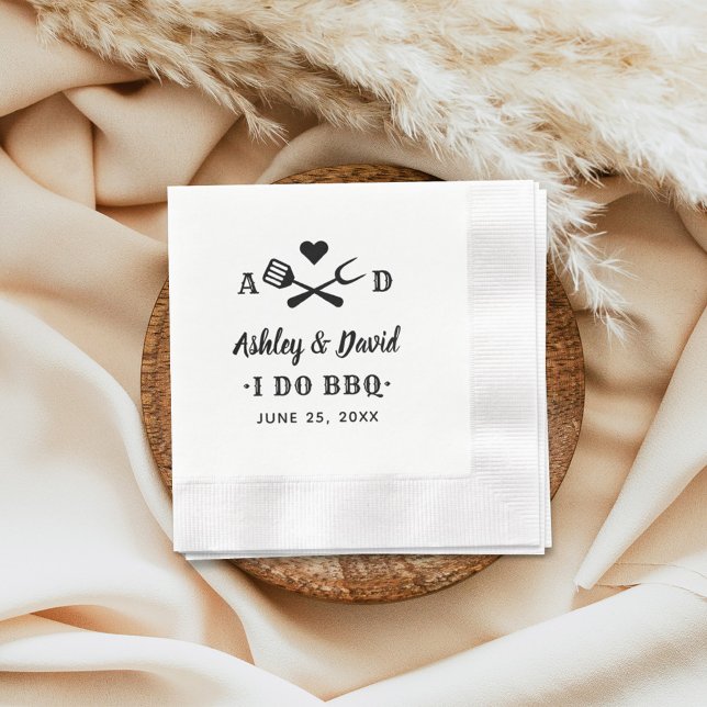 Serviette En Papier Rustique I Do BBQ Custom Wedding Monogramme (Créateur téléchargé)