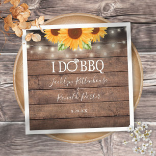 Serviette En Papier Rustique I Do BBQ Sunflower String Fiançailles