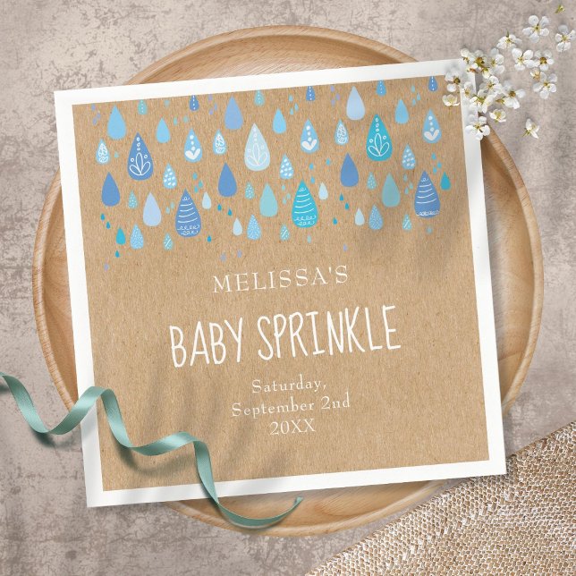 Serviette En Papier Rustique kraft bleu bébé gouttes de pluie bébé sau (Créateur téléchargé)