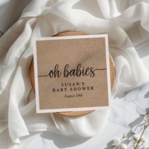 Serviette En Papier Rustique Kraft Oh Babies Twins Douche personnalisé