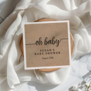 Serviette En Papier Rustique Kraft Oh Baby shower Personnalisé