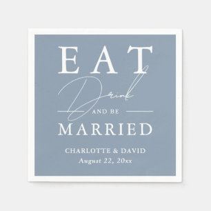 Serviette En Papier Rustique manger boire et être marié Dusty Blue Mar
