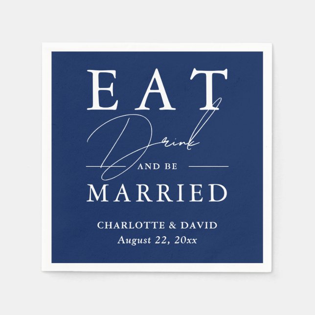 Serviette En Papier Rustique manger boire et être marié Marine Mariage (Devant)