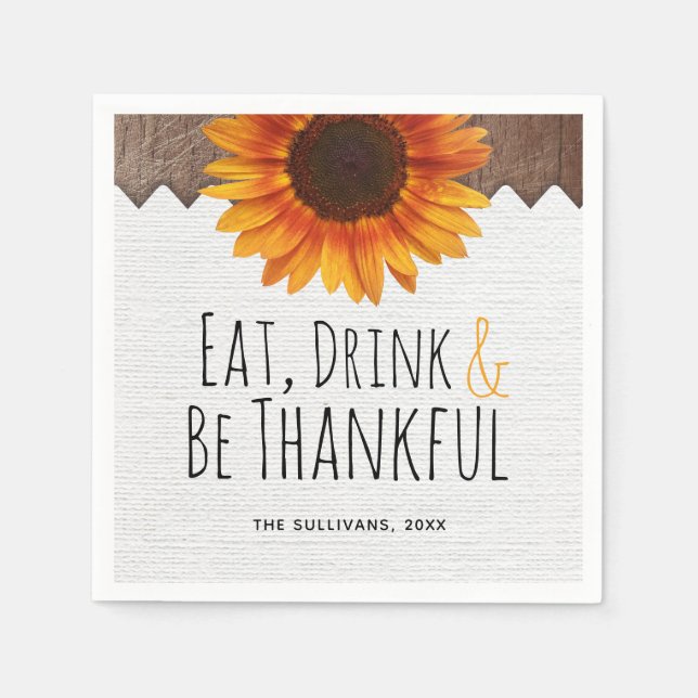Serviette En Papier Rustique Manger Boire Soit Thanksgiving (Devant)