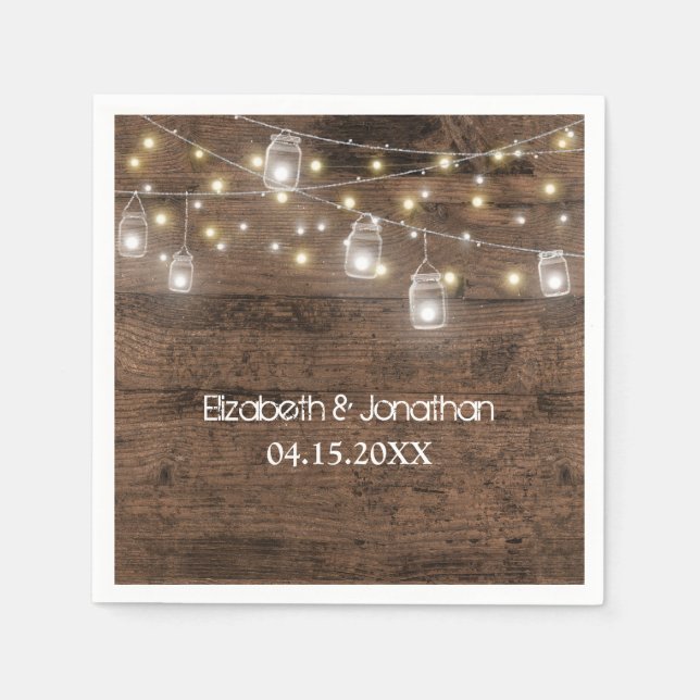 Serviette En Papier Rustique Mason Jar String Mariage (Devant)