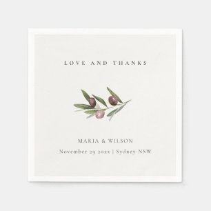 Serviette En Papier Rustique minimaliste Mariage de feuillage de Branc