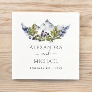 Serviette En Papier Rustique Montagnes Forêt Aquarelle Moderne