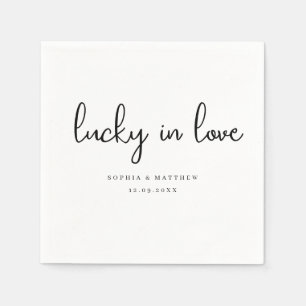 Serviette En Papier Rustique noir et blanc Lucky en amour