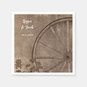 Serviette En Papier Rustique Ouest Sepia Tone Pays Wagon Wheel