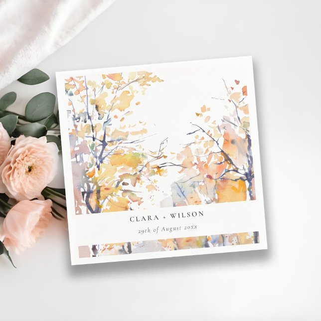 Serviette En Papier Rustique Pastel Jaune automne Mariage paysage auto (Créateur téléchargé)