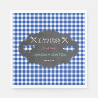 Serviette En Papier Rustique Pays Bleu En vichy Chalk I DO BBQ