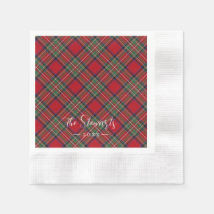 Serviette En Papier Rustique Plaid Red Green Stewart Tartan Papier