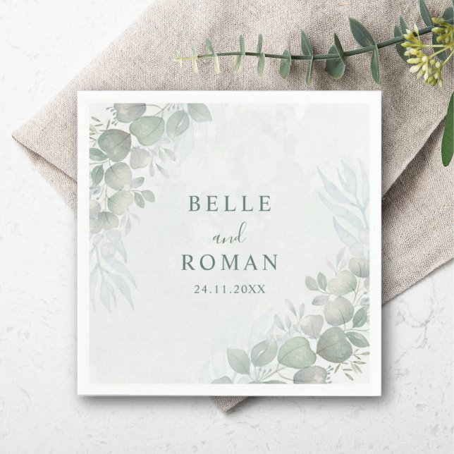 Serviette En Papier Rustique Sage Green Eucalyptus Mariage de verdure (Créateur téléchargé)