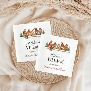 Serviette En Papier Rustique Stroller Village Maisons Baby shower d'hi