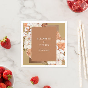 Serviette En Papier Rustique Terracotta Gold Boho Pampas Orchidées Mar