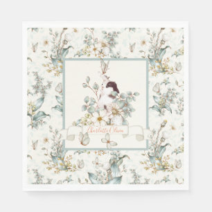 Serviette En Papier Rustique Un lapin est une fille florale Cottagecor