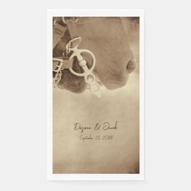 Serviette En Papier Rustique Western Brown Horse Mariage (Devant)