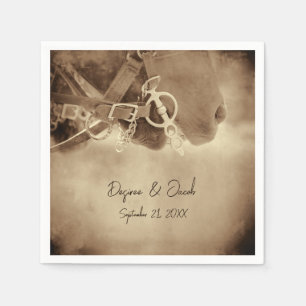 Serviette En Papier Rustique Western Brown Horse Mariage