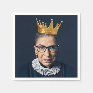 Serviette En Papier Ruth Bader Ginsburg avec couronne d'or