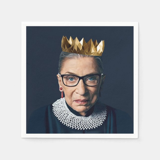 Serviette En Papier Ruth Bader Ginsburg avec couronne d'or (Devant)
