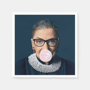 Serviette En Papier Ruth Bader Ginsburg soufflant du chewing-gum rose