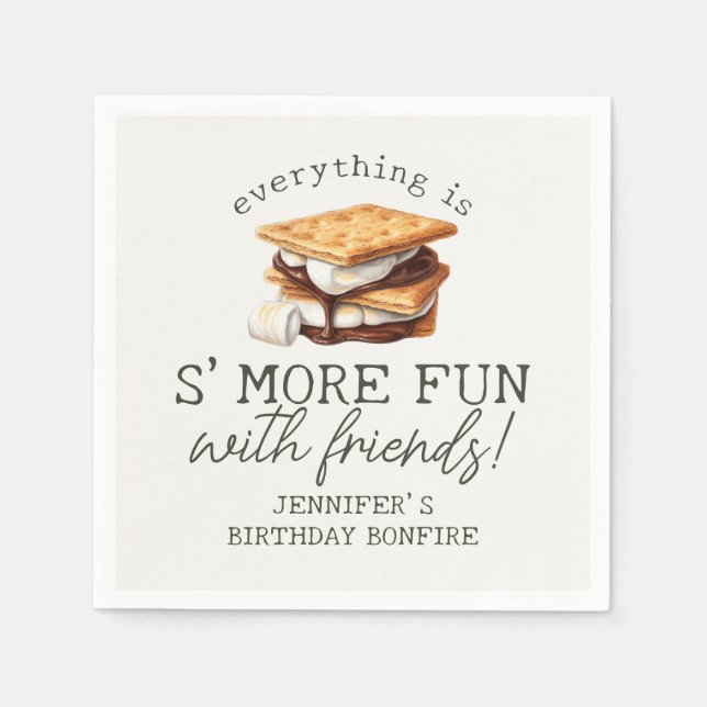 Serviette En Papier S’mores Fall Bonfire Outdoor Birthday Party (Devant)
