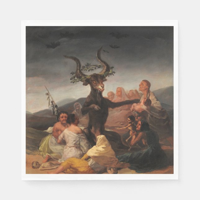 Serviette En Papier Sabbat des sorcières par Francisco de Goya (Devant)