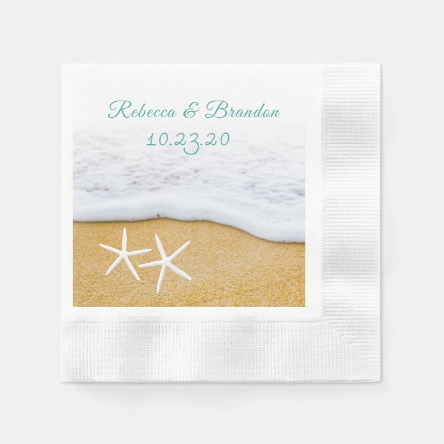 Serviette En Papier Sable en Surf Starfish Wedding shower Personnalisé (Devant)
