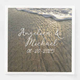 Serviette En Papier Sable et Surf Beach Destination Mariage