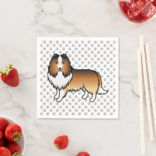 Serviette En Papier Sable Shetland Sheepdog Cartoon Chien et pattes