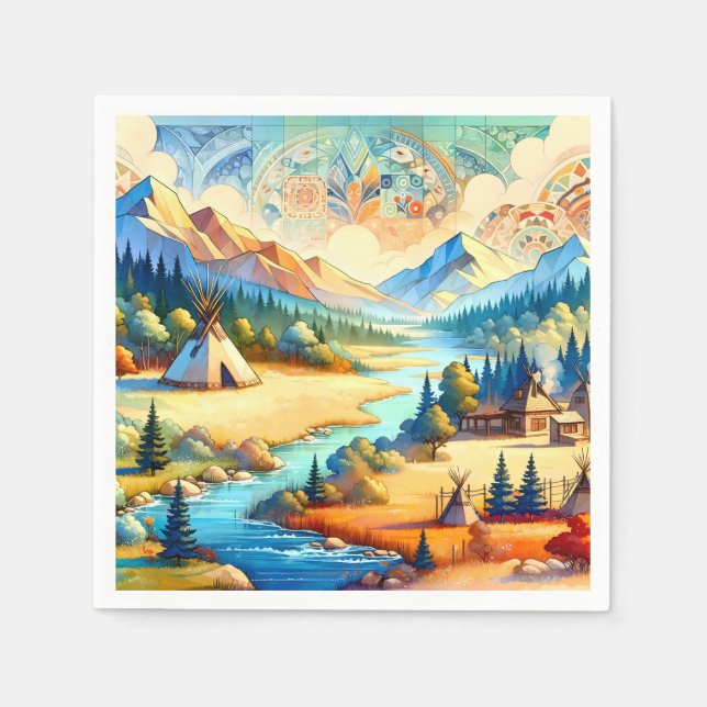 Serviette En Papier Sacred Valley Symbolic Gathering Design (Devant)