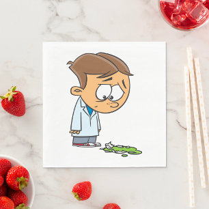Serviette En Papier Sad Boy Scientist avec Broken Experiment