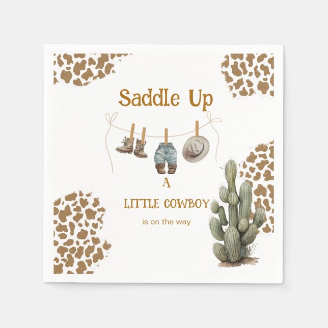 Serviette En Papier Saddle Up a Little Cowboy est sur le chemin Baby (Devant)