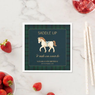 Serviette En Papier Saddle Up Vintage Preppy Horse Birthday 