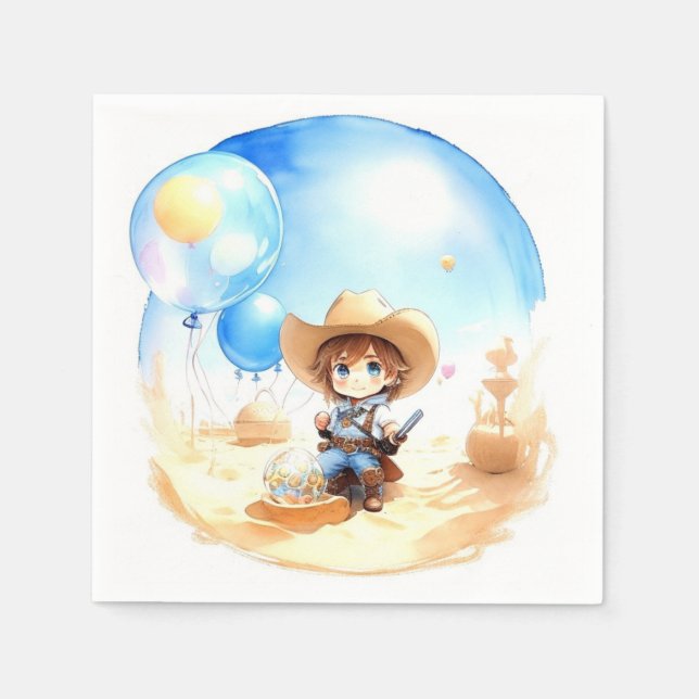Serviette En Papier Saddup : Baby shower Western Cowboy (Devant)
