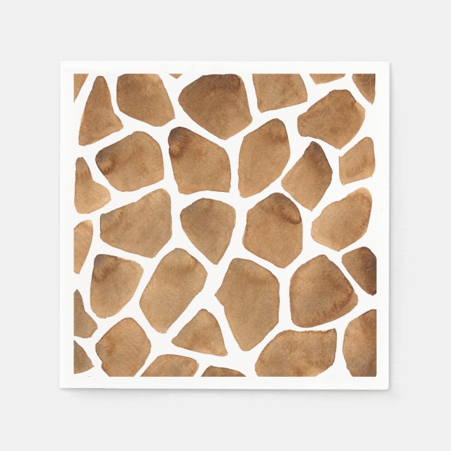 Serviette En Papier Safari africain | Motif de girafe aquarelle (Devant)
