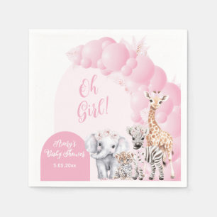 Serviette En Papier Safari animal Blush rose Boho bébé fille douche