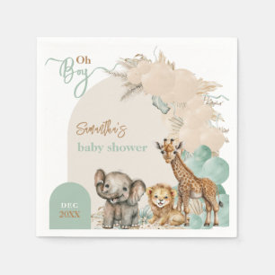 Serviette En Papier Safari animal Boho Oh Boy Baby shower