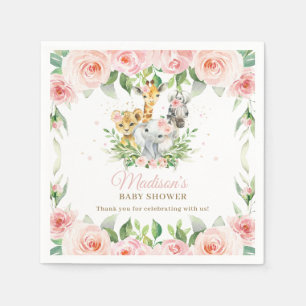 Serviette En Papier Safari animal de la jungle Baby shower floral rose