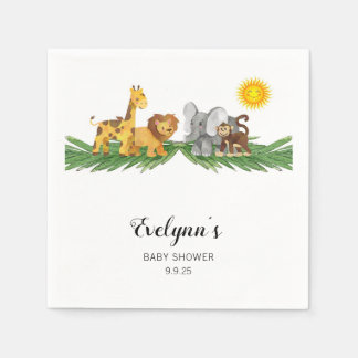 Serviette En Papier Safari Animals Baby Shower 